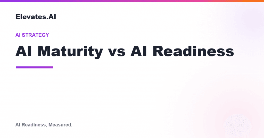 AI maturity vs AI readiness comparison card by Elevates.AI